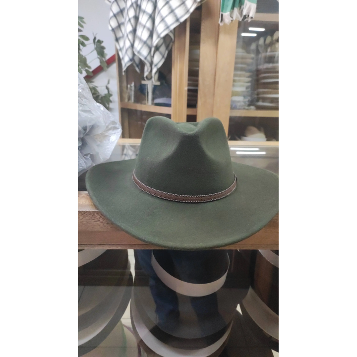 Sombrero Verde de Fieltro con Correa de Cuero | Elegancia para Toda Ocasión