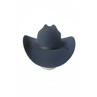 Sombrero Azul de Fieltro con Cinta de tela y pespunte | Elegancia para Toda Ocasión