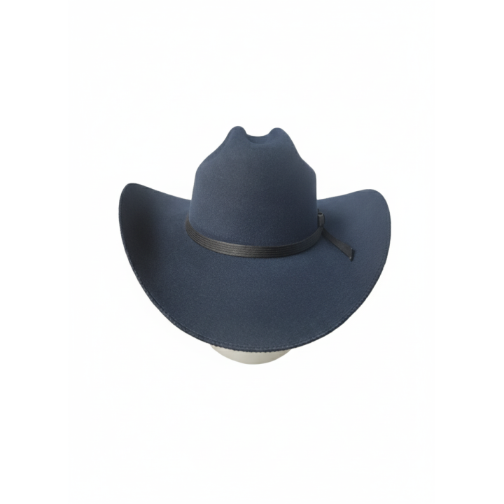 Sombrero Azul de Fieltro con Cinta de tela y pespunte | Elegancia para Toda Ocasión